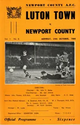 Programme: Newport County vs Luton Town FC (24th Oct 1966)