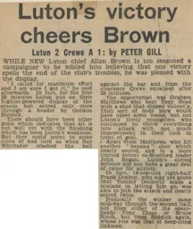 Match Report: Luton Town FC vs Crewe Alexandra (12th Nov 1966)