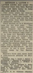 Match Report: Barrow vs Luton Town FC (19th Nov 1966)