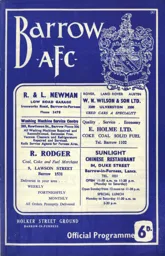 Programme: Barrow vs Luton Town FC (19th Nov 1966)