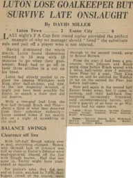 Match Report: Luton Town FC vs Exeter City (1st Dec 1966)