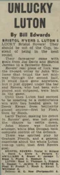 Match Report: Bristol Rovers vs Luton Town FC (7th Jan 1967)