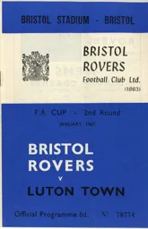 Programme: Bristol Rovers vs Luton Town FC (7th Jan 1967)