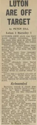 Match Report: Luton Town FC vs Barnsley (14th Jan 1967)