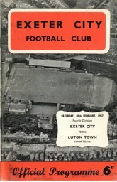 Programme: Exeter City vs Luton Town FC (18th Feb 1967)