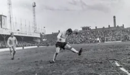 Graham French with an unorthodox header