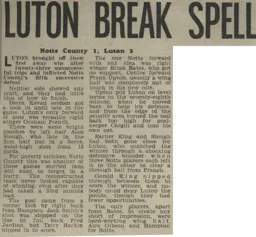 Match Report: Notts County vs Luton Town FC (4th Mar 1967)