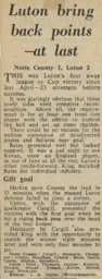 Match Report: Notts County vs Luton Town FC (4th Mar 1967)