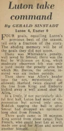 Match Report: Luton Town FC vs Exeter City (11th Mar 1967)