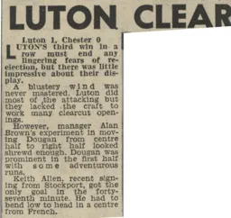 Match Report: Luton Town FC vs Chester (18th Mar 1967)