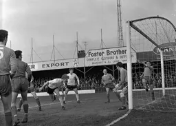 Keith Allen stoops low to head in the only goal of the game