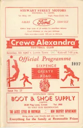 Programme: Crewe Alexandra vs Luton Town FC (8th Apr 1967)