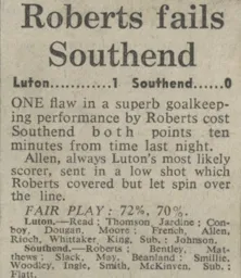 Match Report: Luton Town FC vs Southend United (12th Apr 1967)