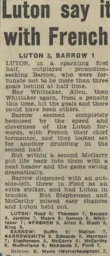 Match Report: Luton Town FC vs Barrow (15th Apr 1967)