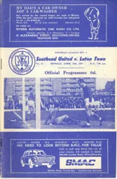 Programme: Southend United vs Luton Town FC (24th Apr 1967)