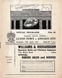 Programme: Luton Town FC vs Lincoln City (29th Apr 1967)