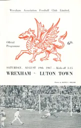 Programme: Wrexham vs Luton Town FC (19th Aug 1967)