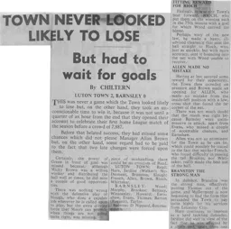 Match Report: Luton Town FC vs Barnsley (26th Aug 1967)