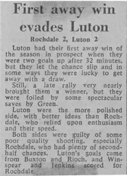 Match Report: Rochdale vs Luton Town FC (30th Sep 1967)
