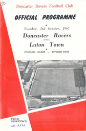 Programme: Doncaster Rovers vs Luton Town FC (3rd Oct 1967)