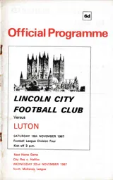 Programme: Lincoln City vs Luton Town FC (18th Nov 1967)