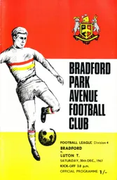 Programme: Bradford Park Avenue vs Luton Town FC (30th Dec 1967)
