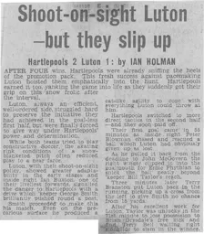 Match Report: Hartlepools United vs Luton Town FC (13th Jan 1968)