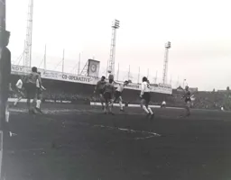 Newport repell an early attack with Bruce Rioch and Ian Buxton in close attendance