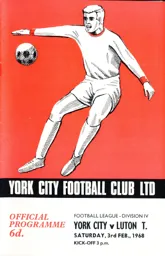 Programme: York City vs Luton Town FC (3rd Feb 1968)