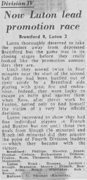 Match Report: Brentford vs Luton Town FC (17th Feb 1968)