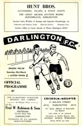Programme: Darlington vs Luton Town FC (23rd Mar 1968)