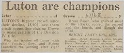 Match Report: Luton Town FC vs Crewe Alexandra (24th Apr 1968)