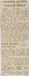 Match Report: Luton Town FC vs Crewe Alexandra (24th Apr 1968)
