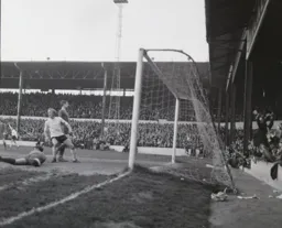 Keith Allen is on the spot as John Moore`s shot hits the back of the net for the first goal (1)