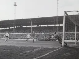Keith Allen is on the spot as John Moore`s shot hits the back of the net for the first goal (8)