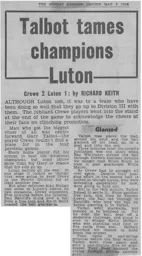 Match Report: Crewe Alexandra vs Luton Town FC (4th May 1968)