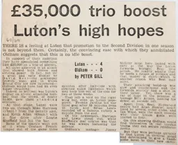Match Report: Luton Town FC vs Oldham Athletic (10th Aug 1968)