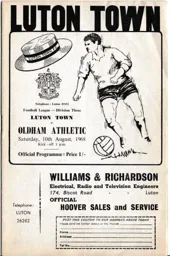 Programme: Luton Town FC vs Oldham Athletic (10th Aug 1968)
