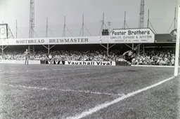 Alan Hill can only watch as Bruce Rioch`s second long range effort brings the second goal