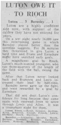 Match Report: Luton Town FC vs Barnsley (28th Aug 1968)