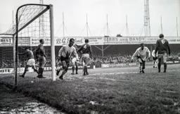 Laurie Sheffield turns away after scoring the Town`s first goal
