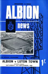 Programme: Brighton & Hove Albion vs Luton Town FC (21st Sep 1968)