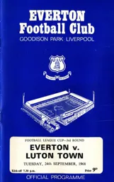 Programme: Everton vs Luton Town FC (24th Sep 1968)