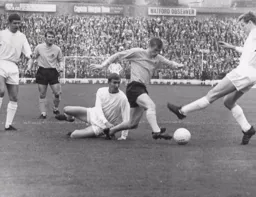 Terry Branston clears the danger