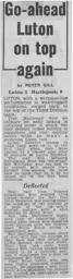 Match Report: Luton Town FC vs Hartlepool (12th Oct 1968)