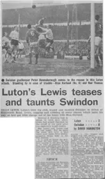 Match Report: Luton Town FC vs Swindon Town (9th Nov 1968)