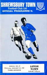 Programme: Shrewsbury Town vs Luton Town FC (8th Jan 1969)