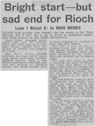 Match Report: Luton Town FC vs Walsall (25th Jan 1969)