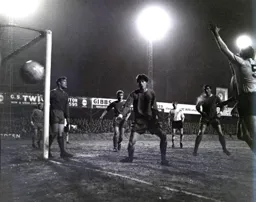 Terry Branston appeals for something watched by Mike Keen