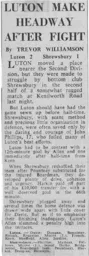 Match Report: Luton Town FC vs Shrewsbury Town (5th Mar 1969)